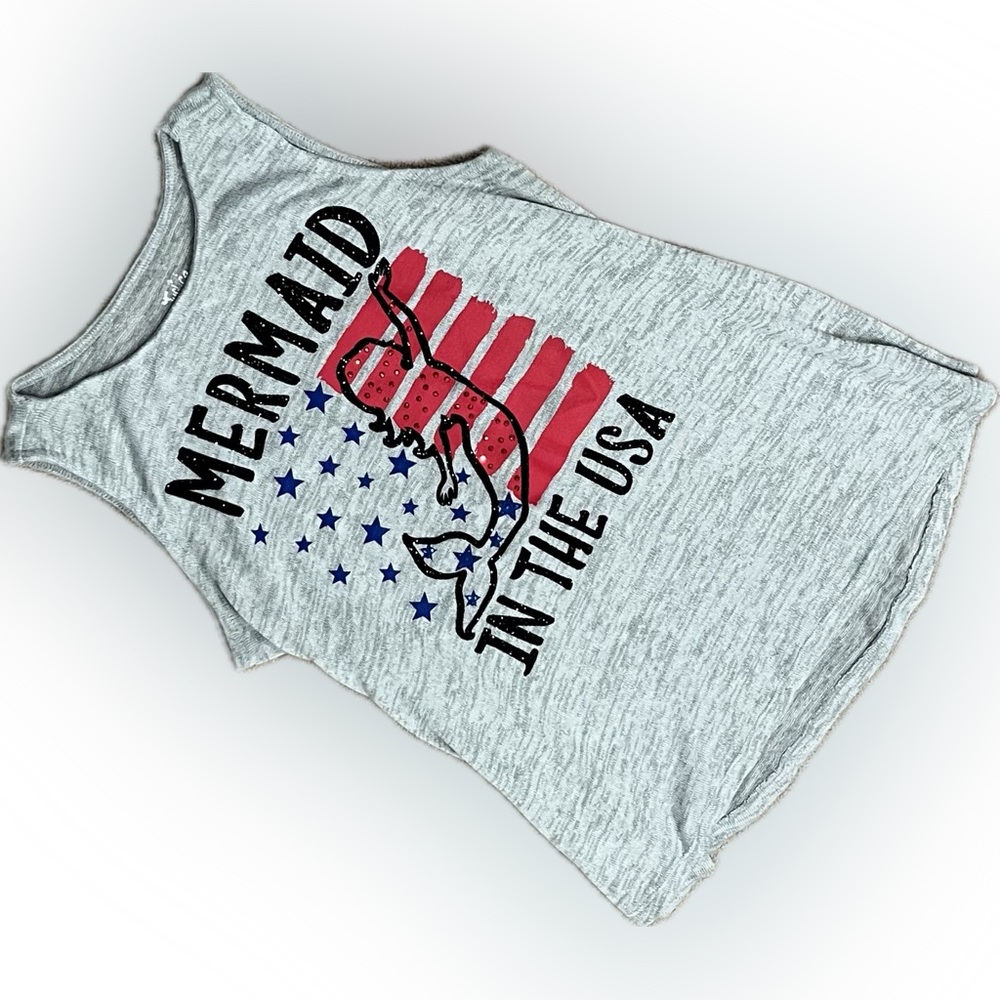 Justice sleeveless “Mermaid in the USA” sweater Tank